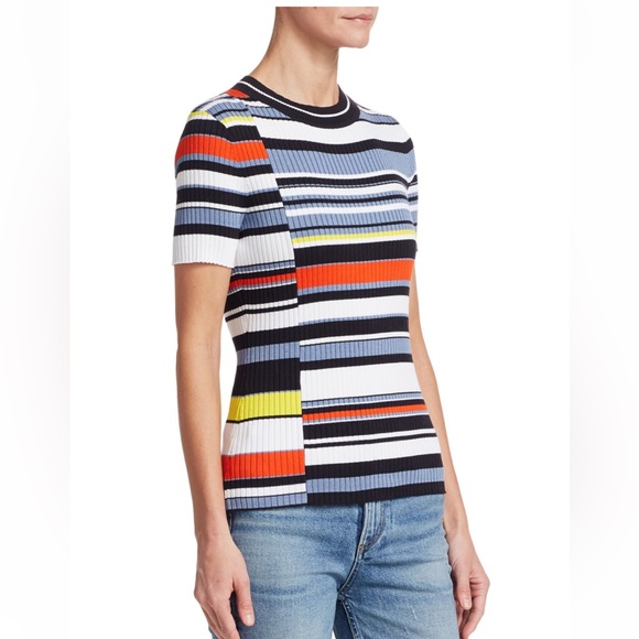 Rag & Bone Mason Ribbed Asymmetric Stripe Tee - Picture 8 of 9